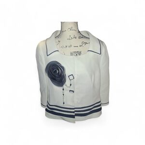 Musani Couture White and Navy Blazer